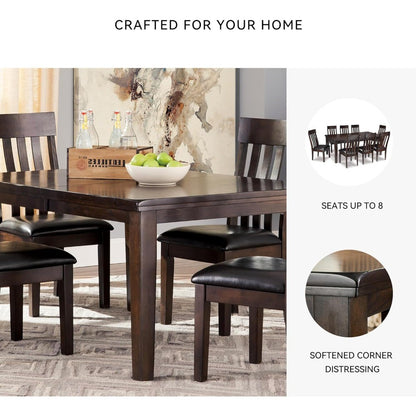 Ashley Haddigan Signature Traditional Rectangular Dining Table with Extension, Accommodates 8 Guests, Dark Brown Finish