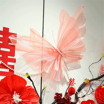 50cm Big Simulation Butterfly 3D Outdoor Shopping Mall Wedding Festival Decoration Hollow Large Hanging Gauze Fake Butterfly