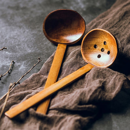 2Pcs Wooden Spoon Kids Rice Dessert Spoon Small Wood Coffee Teaspoon Long Ramen Soup Spoons Japanese Cutlery Kitchen Tableware