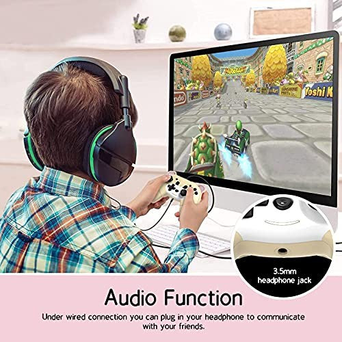 Wireless Controller for Nintendo Switch/Switch Lite, Cute Pro Controller with Macro, Wake-Up, Headphone Jack, Turbo, Motion, Vibration, Ergonomic and Breathing Light – Yellow