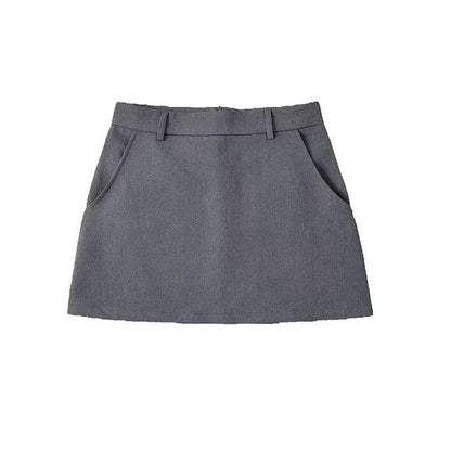 Mooyufon Women Fashion Solid Back Zipper A-Line Mini Skirt Vintage High Waist Fe