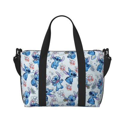 Custom Large SLilo And Stitch Cartoon Tote Bag Women Anime Shopping Shoulder Beach Gym Travel Bag