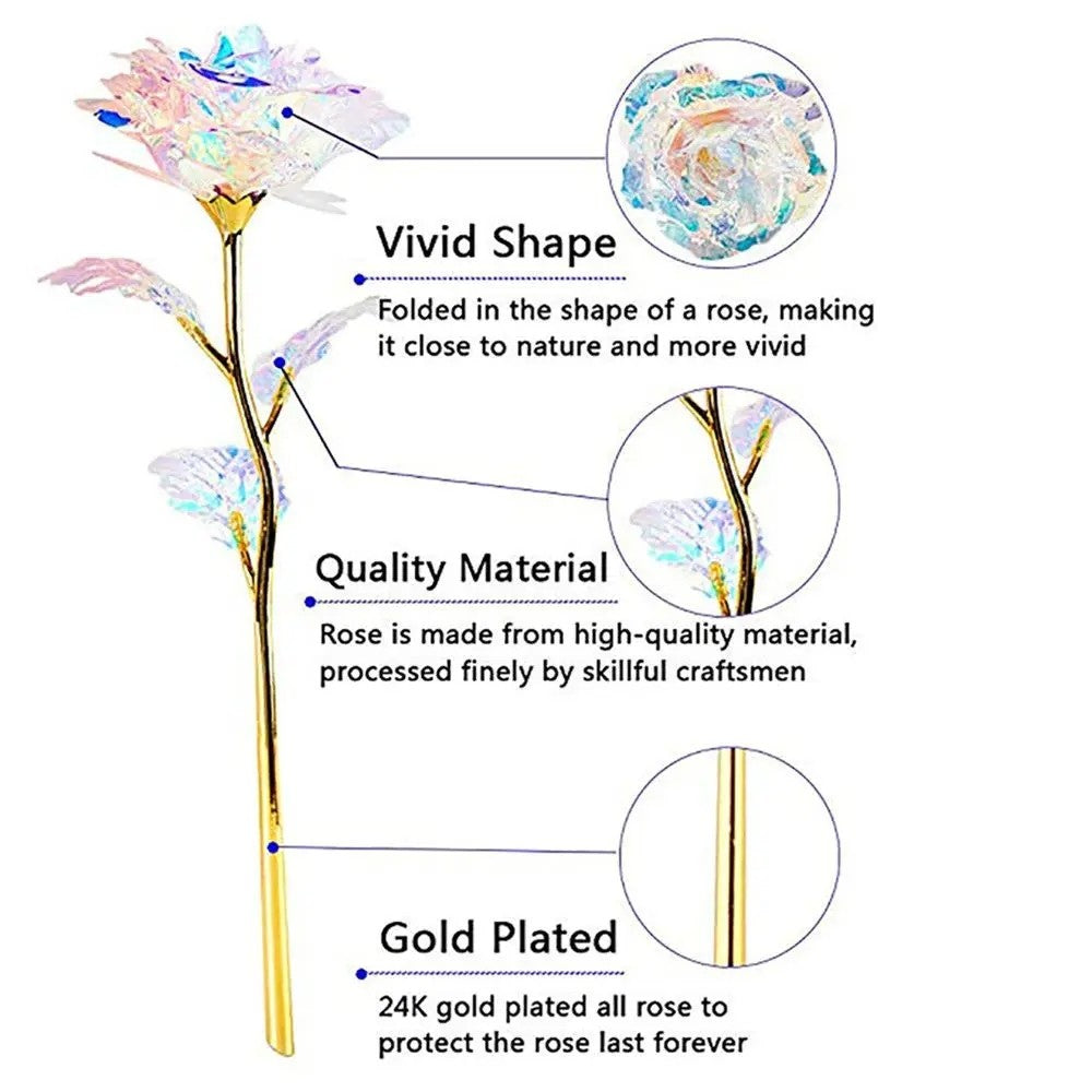 10pcs Artificial Flower Foil Rose Flower Simulation Artificial Rose Flower DIY Golden Plated Foil Rose Love Flower Party Supplie