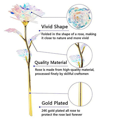 10pcs Artificial Flower Foil Rose Flower Simulation Artificial Rose Flower DIY Golden Plated Foil Rose Love Flower Party Supplie