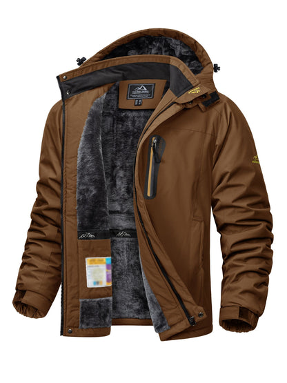 Jaqueta Masculina Impermeável TACVASEN de Inverno Pesada Forrada com Lã, Jaquetas de Esqui e Snowboard, Casacos Corta-Vento com Capuz Removível