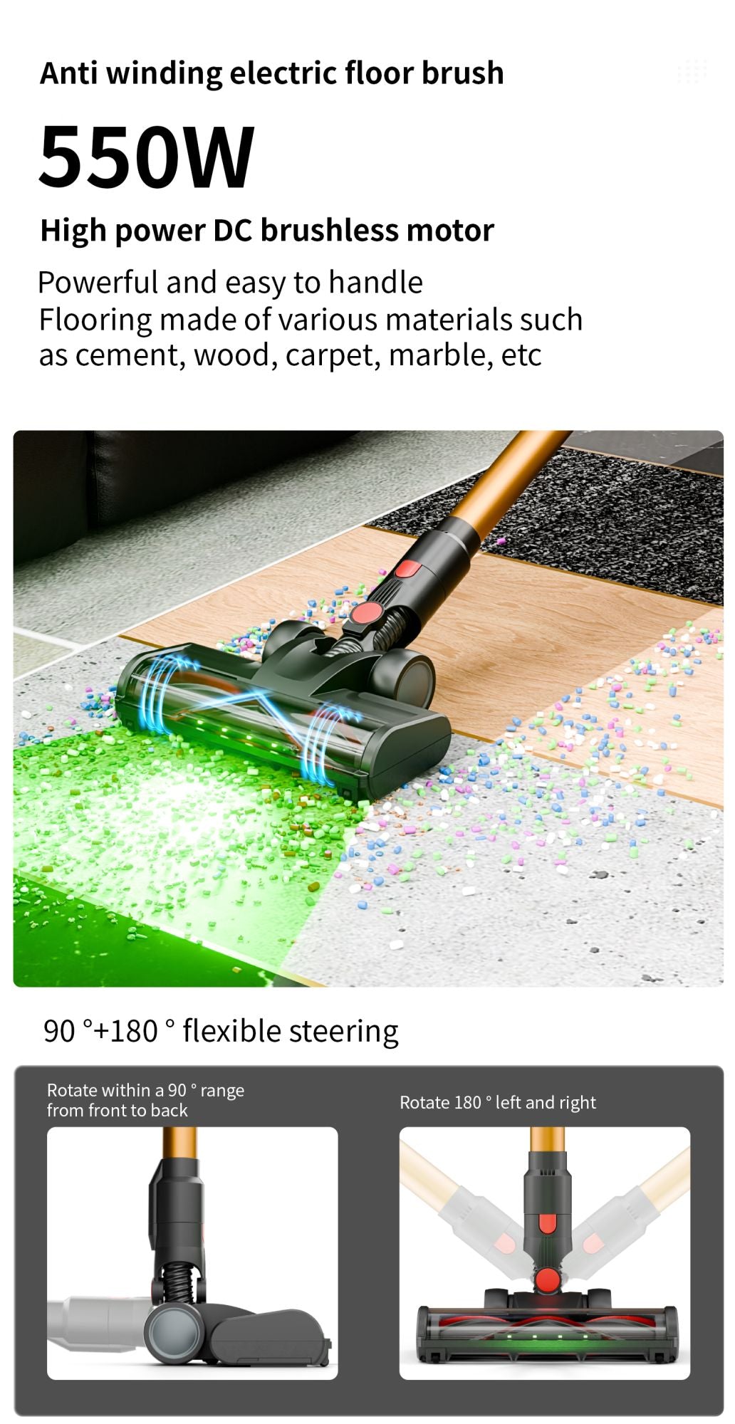 Blossom V22 45kPA Cordless Handheld Vacuum Cleaner Touch Screen Smart Dust Sensor Auto Speed Control for Home Carpet Clean