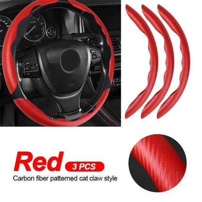 Capa Universal Antiderrapante de Fibra de Carbono para Volante de Carro, Capa Auxiliar para Volante de Carro, Acessórios Antiderrapantes