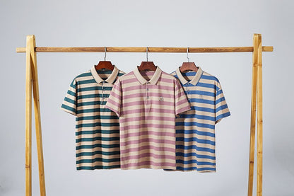 High End Design Men's Polo Shirt Striped Letter Print Short Sleeve Lapel T-Shirt Summer New Business Versatile Casual Men's Wear