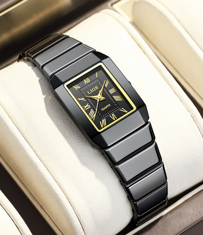 LIGE Classic Elegant Woman Watch Fashion Luxury Ceramic Strap Waterproof Casual Simple Dress Quartz Women's Watches Wristwatches