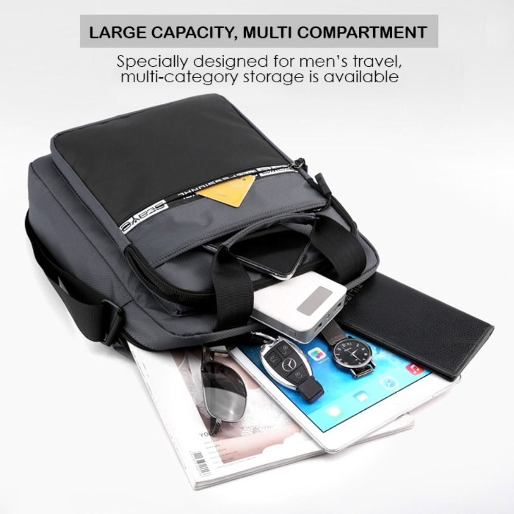 Men's Business Shoulder Bag Fashion Casual Solid Color Large Capacity High Quality Oxford Cloth Waterproof Multifunctional Bag