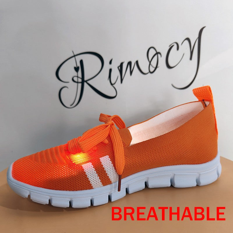 Fashion Striped Knitted Flats Women 2025 Summer Soft Sole Non Slip Walking Shoes Woman Plus Size 36-43 Low Heel Loafer Female