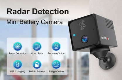 LS VISION Ubox CCTV Camera 4MP 4G Sim Card Or Wifi Home Surveillance Camera Intercom Radar Detection  Mini Baby Security Cam 2K