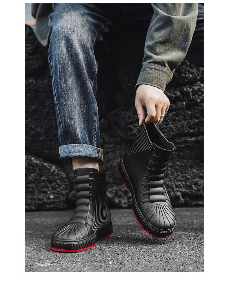 Versatile Casual Short-barreled Waterproof Shoes Men Women Lined With Fleece Warmth Anti-slip Wear-resistant Outdoors Rain Boots
