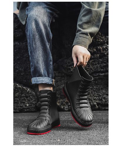 Versatile Casual Short-barreled Waterproof Shoes Men Women Lined With Fleece Warmth Anti-slip Wear-resistant Outdoors Rain Boots