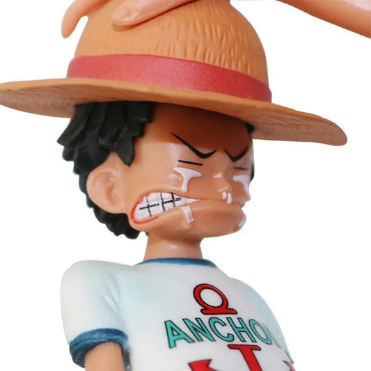 One Piece 18cm Action Figure PVC Monkey D Luffy Straw Hat Luffy Red Hair Shanks Pat Head Toy Anime Statue Model Ornaments