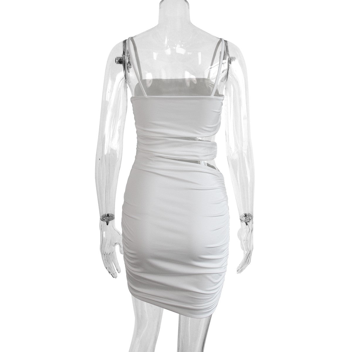 Women Sexy Spaghetti Strap Bodycon Mini Dress White Backless Party Evening Outfi