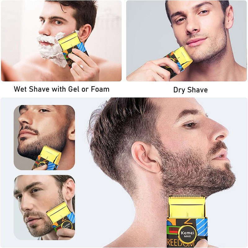 Kemei Single Blade Electric Shaver For Men Beard Stubble Wet Dry Electric Razor Washable Facial Shaving Machine Rechargeable Usb