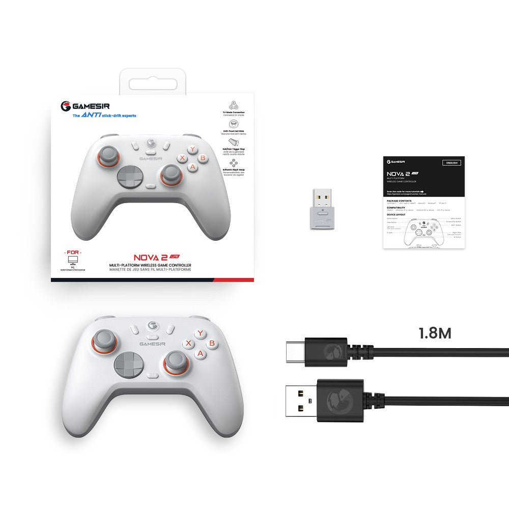 GameSir Nova Lite 2 Wireless Switch Controller Bluetooth Gamepad with Hall Effect for Nintendo Switch, iPhone, Android, PC