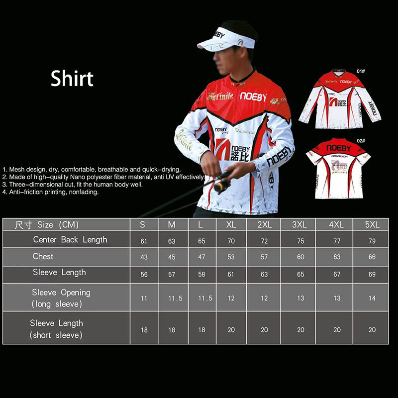 Noeby - Roupas de pesca de manga comprida, camisa de secagem rápida, roupas com estampa antiatrito, suprimentos de pesca, acessórios, vestuário