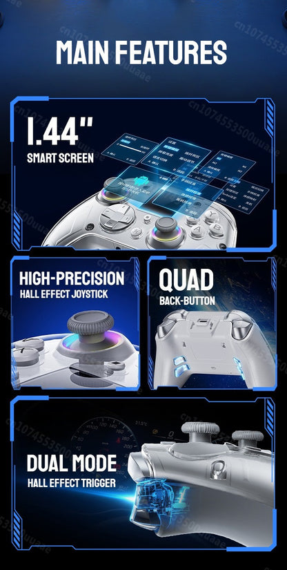 GUSGU G7 1.44-inch Smart Screen Wireless Controller 3 Modes for Switch PS4 IOS Android TV PC Tesla Gamepad, Same Product for X01