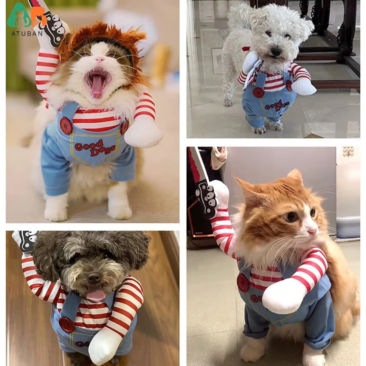 Fantasia para Cães Pet Deadly Dog, Fantasia Fofa de Cosplay para Cães Halloween Natal Roupa Divertida para Cães Fantasia de Festa para Cães Pequenos Médios Grandes