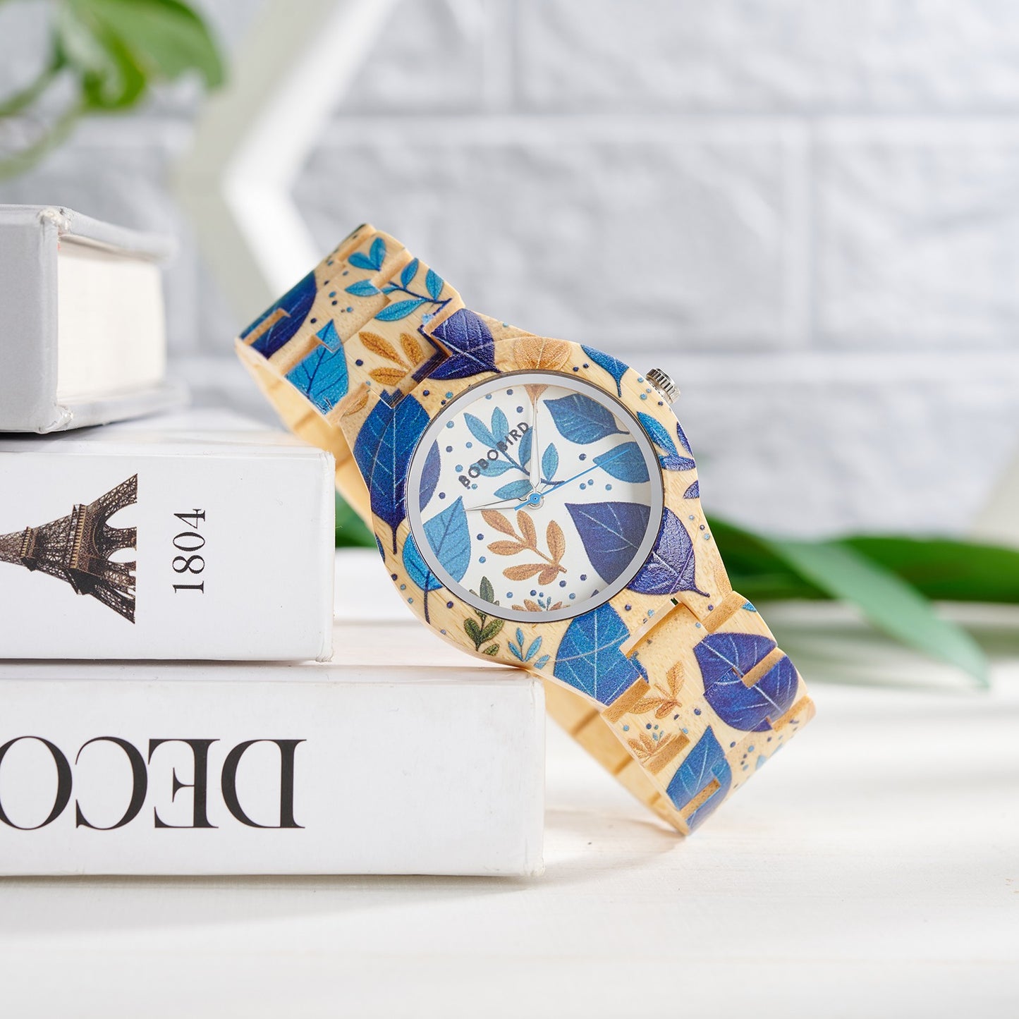 BOBOBIRD Women's Wooden Wristwatch Artistic Ladies Bamboo Quartz Watches Unique Illustration Eco-Friendly Timepieces for Women