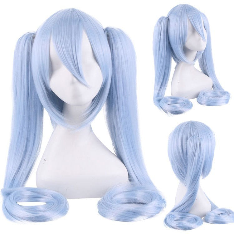 28 Cores Peruca de Cosplay Mi Ku Longa Resistente ao Calor Cabelo Sintético Clip Rabos de Cavalo Perucas de Festa de Halloween + Touca de Peruca Snow Mi Ku