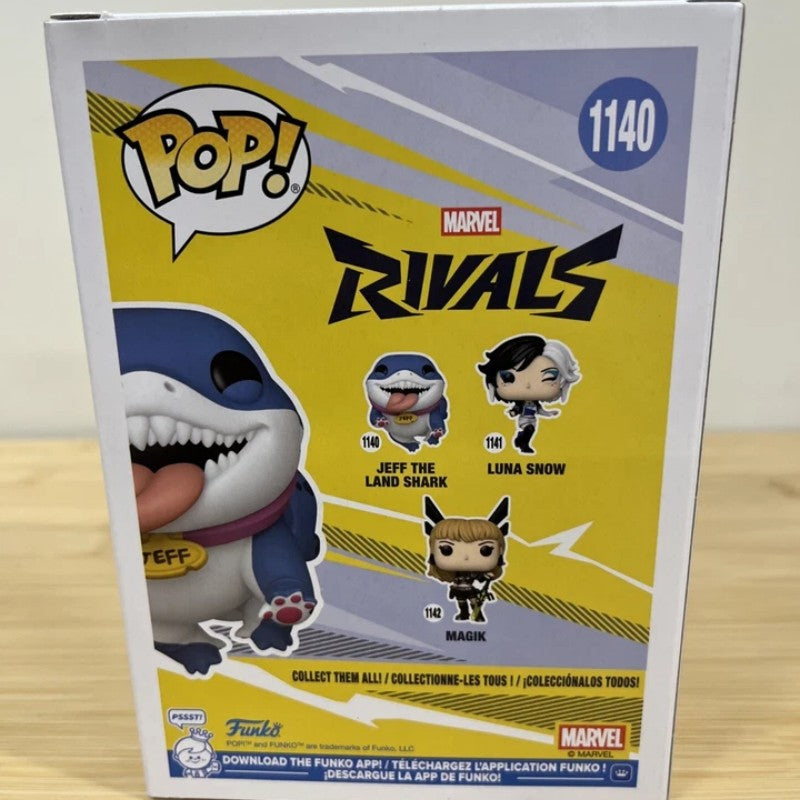 Boneco colecionável oficial e genuíno Funko Pop Marvel Rivals Jeff The Land Shark #1140, 3,2 polegadas, escultura em vinil
