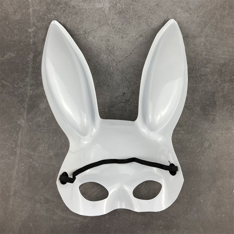Half Face Rabbit Mask Black White Halloween Mask Christmas Bar Masquerade Party Rabbit Ears Masks Sexy Cosplay Props