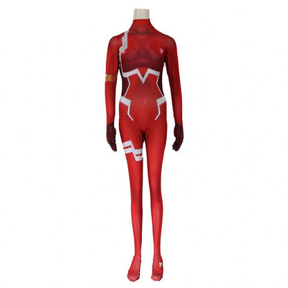 DARLING in the FRANXX Code 002 Cosplay Costume Jumpsuits Halloween Anime Cosplay Devil Horn Headdress Long Pink Wig