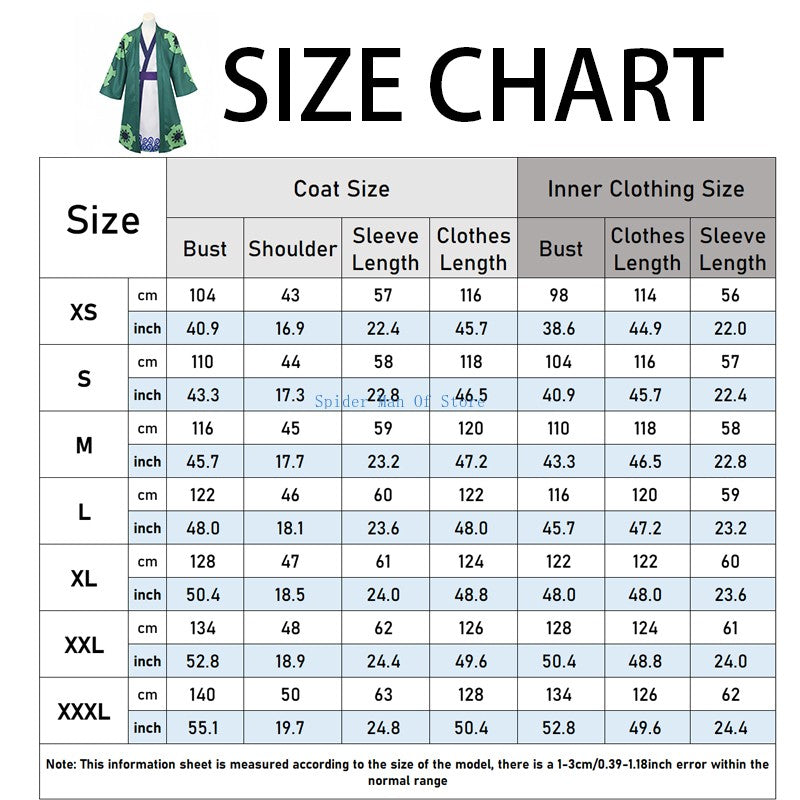 Fantasia Wano Country Roronoa Of Zoro Cosplay Kimono Anime Pirate Disfraz Costume Men Male Halloween Carnival Party Clothes