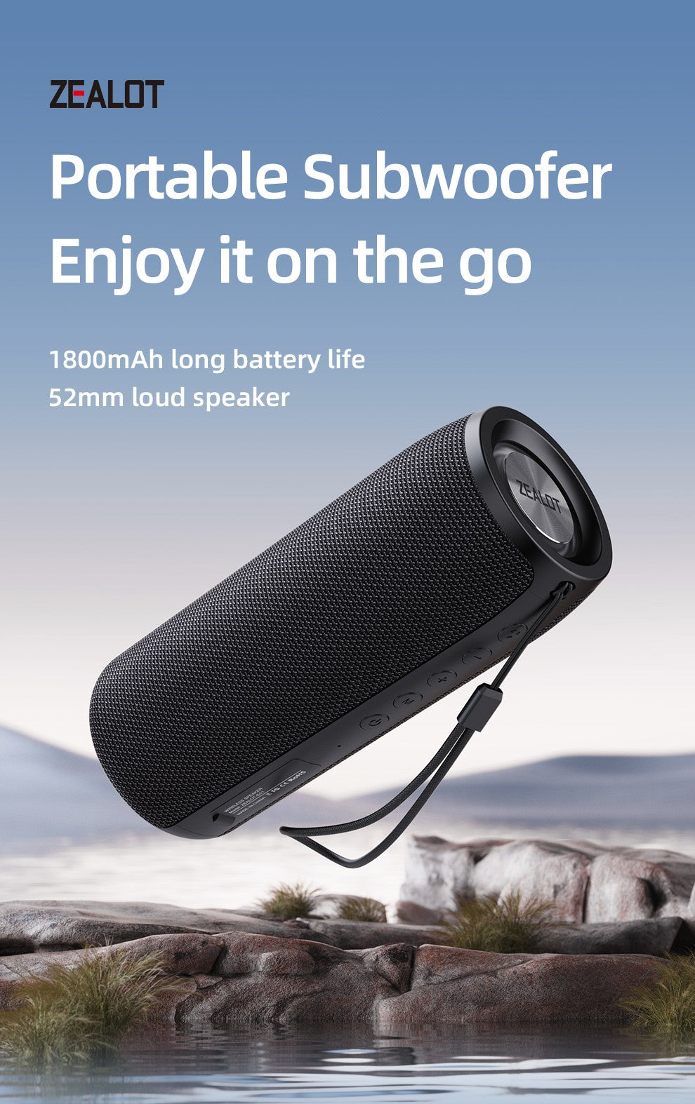 ZEALOT-S51 TWS Alto-falante Bluetooth Portátil Subwoofer de Graves Sem Fio Alto-falantes Externos À Prova D'água Caixa de Som Subwoof Suporte TF