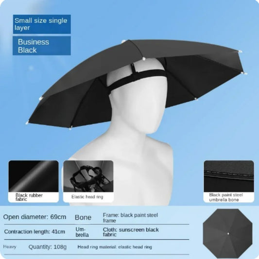 Head Wearing Foldable Umbrella Hat For Sun Protection Rain Protection Fishing Outdoor Sports Cycling Sun Protection Umbrella Hat