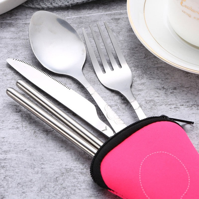 Tableware Bag Box Cutlery Storage Bag Portable Travel Fork Spoon Knife Dinnerware Packaging Pouch Storage Case with Zipper