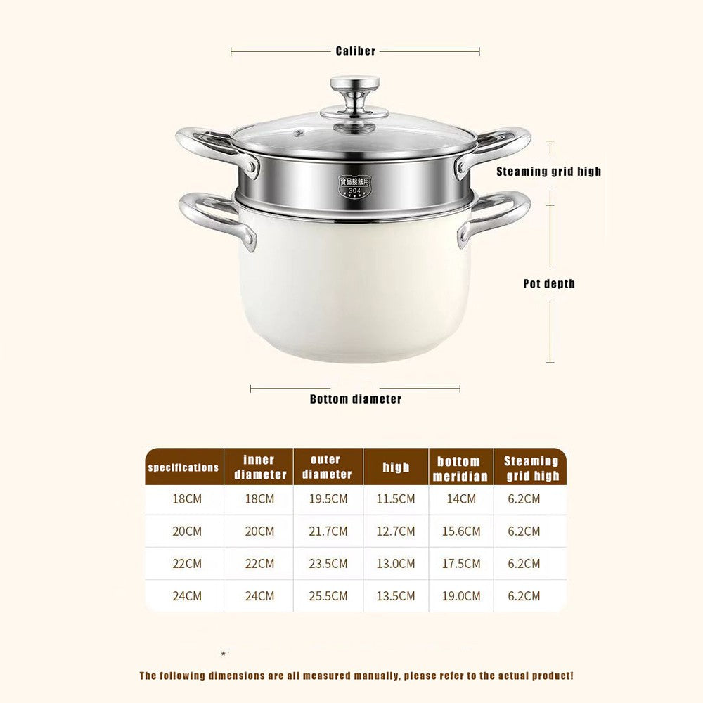 304 Stainless Steel Soup Pot Non-stick Frying Pan with lid Home Hot Pot Induction Cooker Gas Stove wok Food Supplement Milk Pot
