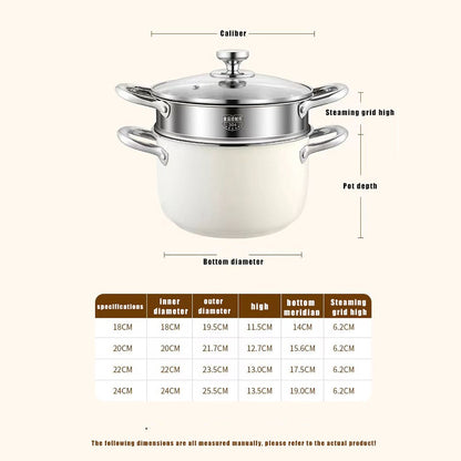 304 Stainless Steel Soup Pot Non-stick Frying Pan with lid Home Hot Pot Induction Cooker Gas Stove wok Food Supplement Milk Pot