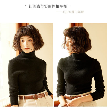 Autumn and Winter New Women's Sweater 100% Pure Cashmere High Collar Hoodie Knitted Basic Style Hot Selling Women's Top