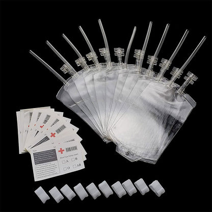 60-10PCS Empty Blood Bags Energy Drinks for Halloween Zombie Vampire Costume Props Nurse Graduation Theme Party Favors Drink Pou