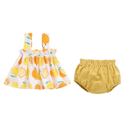 Summer Newborn Baby Clothes For Girls Boys Set Print Thin Mini Dress And PP Shorts 2Pcs Set Infant Baby Clothing Outfit 6-24M