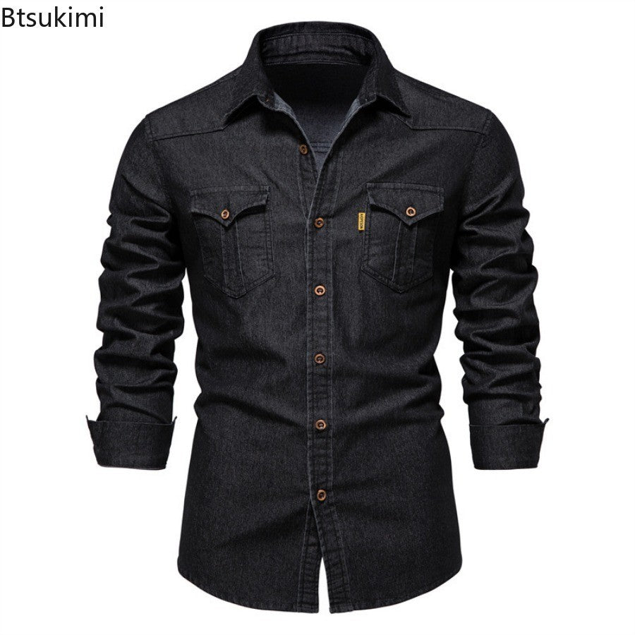 Spring Autumn New Men's Denim Shirts Fashion Casual Long Sleeve High Quality Cotton Shirt Jackets Vintage Slim Male Jean Shirts