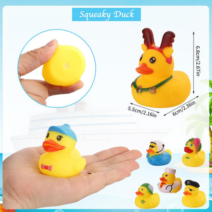 Patos de Borracha de Verão, Patos de Borracha Pequenos Sortidos em Massa, Mini Patinhos de Borracha para Banho de Bebê e Brinquedos de Piscina, Pato de Cruzeiro