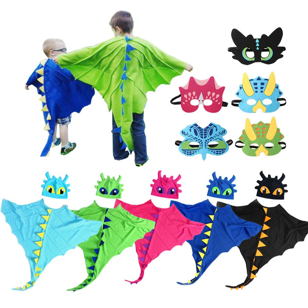 Kids Dragon Costume Cloak with Hat for Girls Boys Toothless Dragon Costume Cape Halloween Christmas Dinosaur Cosplay Costumes