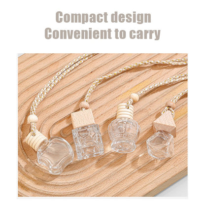 5PCS 8-12ml Empty Clear Glass Car Perfume Bottle Auto Air Freshener Car Decoration Pendant Essential Oil Diffuser Container