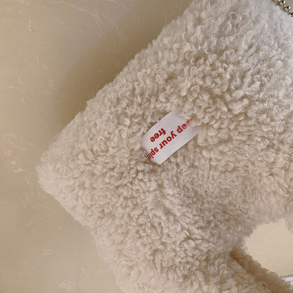 Shake Fleece Plush Bag, Women's New Stylish Single Shoulder Crossbody Bag, Plush Hand-Held Plush Bucket Bag