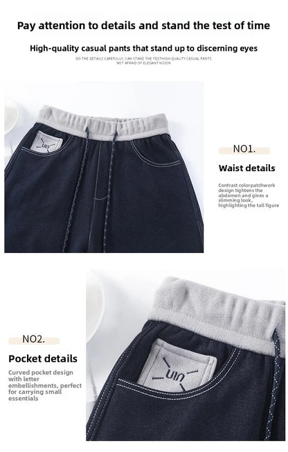 High Waist Straight Leg Jeans Loose Slimming Wide Leg Pants Fashionable Versatile Draping Lengthening Leg Appearances Floor-Leng