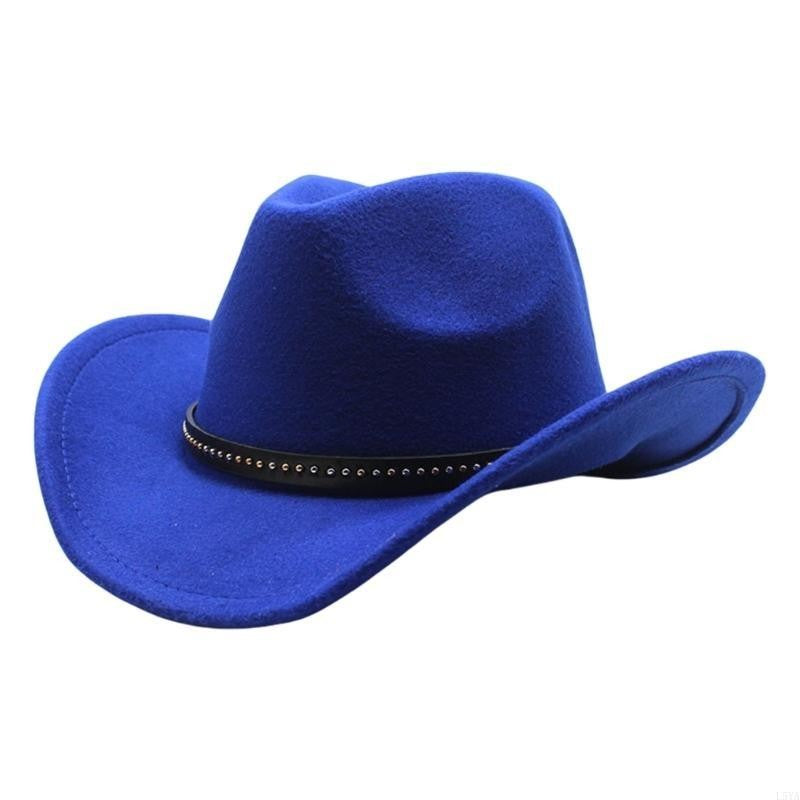 L5YA Elegant Homburg Hat with Unique Ethnic Band Flat Wide Brimmed Hat Surprise Gifts Headwear for Vacation Photo Props