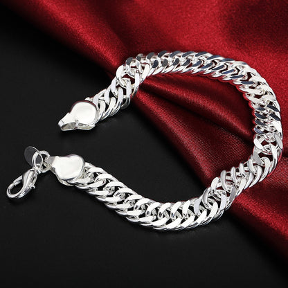 Pulseira Requintada em Prata Esterlina 925 com Corrente Sólida, Amuleto da Moda, Feminino e Masculino, Joias para Casamento, Modelos Lindos e Simples