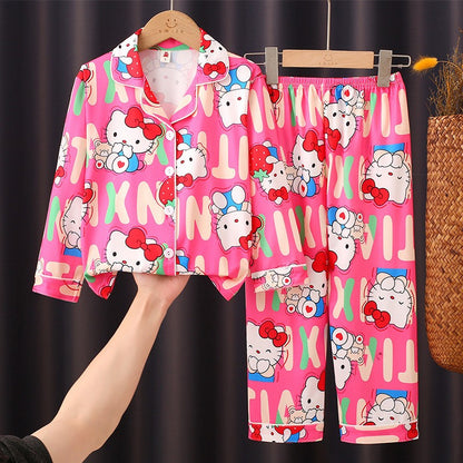 Lovely Melody Children Pajama Sets Cartoon Print Loose Soft Kids Sleepwear Suit Breathable Comfortable Nightdress Autumn Winter