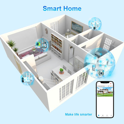 4MP Floodlight Camera Wifi PTZ Outdoor AI Humanoid Tracking Night Vision Cameras CCTV Smart Home Security Protection  Icsee App