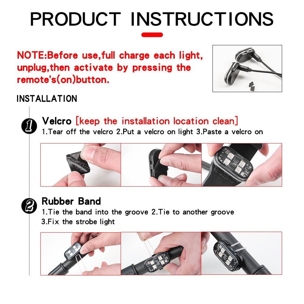 Wireless LED Strobe Light with Remote Control, USB Rechargeable Anti-collision Warning Light, High Brightness Wireless Aircraft